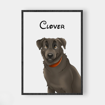 Wall Art | Custom Hand-Drawn Cartoon Pet Portrait